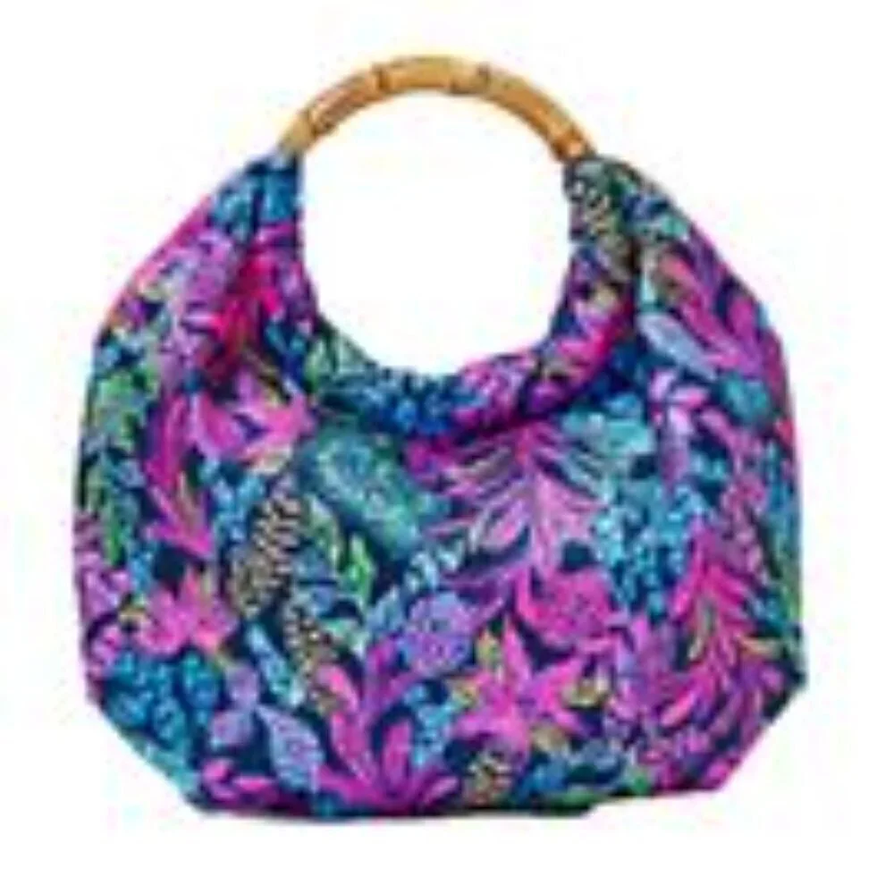 Lilly Pulitzer Bamboo Bag Purse Aegean Navy Calypso Coast NWT - Picture 9 of 9